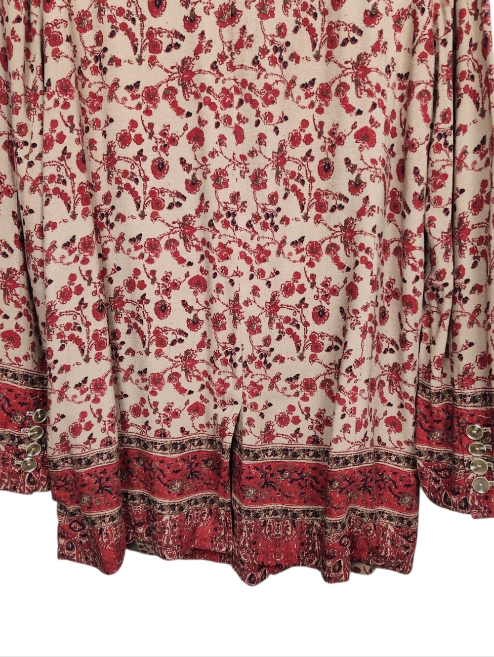 Free People Bellflower Floral Print Linen Blend Long Blazer Jacket Womens Size L - Picture 10 of 16